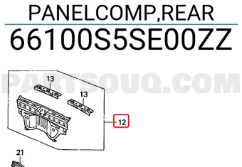 Honda 66100S5SE00ZZ PANELCOMP,REAR