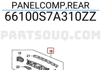 Honda 66100S7A310ZZ PANELCOMP,REAR