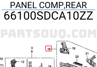 Honda 66100SDCA10ZZ PANEL COMP,REAR