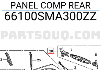 Honda 66100SMA300ZZ PANEL COMP REAR