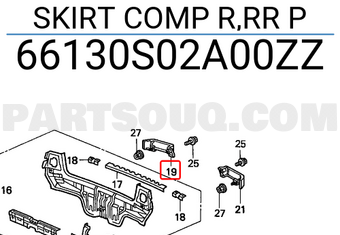 Honda 66130S02A00ZZ SKIRT COMP R,RR P