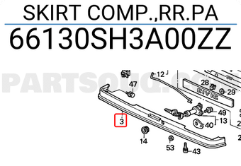Honda 66130SH3A00ZZ SKIRT COMP.,RR.PA