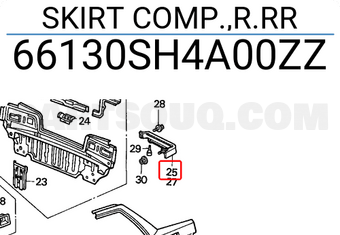 Honda 66130SH4A00ZZ SKIRT COMP.,R.RR