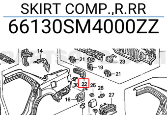 Honda 66130SM4000ZZ SKIRT COMP.,R.RR