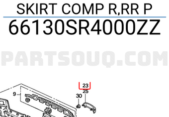 Honda 66130SR4000ZZ SKIRT COMP R,RR P
