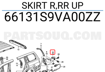 Honda 66131S9VA00ZZ SKIRT R,RR UP
