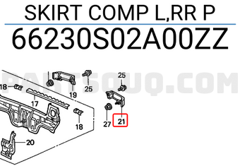 Honda 66230S02A00ZZ SKIRT COMP L,RR P