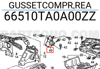 Honda 66510TA0A00ZZ GUSSETCOMPR,REA