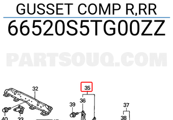 Honda 66520S5TG00ZZ GUSSET COMP R,RR