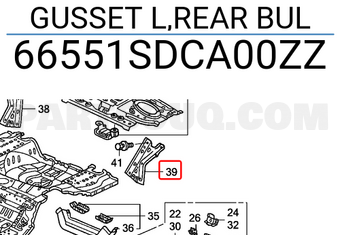 Honda 66551SDCA00ZZ GUSSET L,REAR BUL