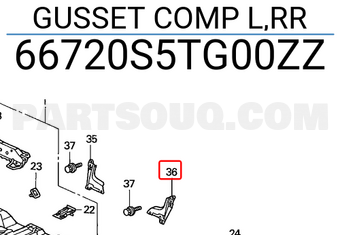 Honda 66720S5TG00ZZ GUSSET COMP L,RR