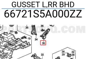 Honda 66721S5A000ZZ GUSSET L,RR BHD