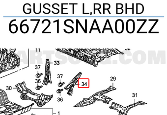 Honda 66721SNAA00ZZ GUSSET L,RR BHD