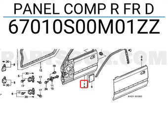 Honda 67010S00M01ZZ PANEL COMP R FR D