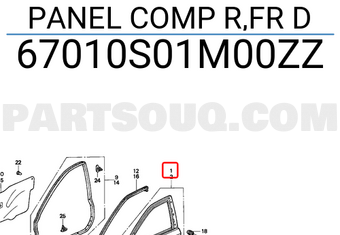 Honda 67010S01M00ZZ PANEL COMP R,FR D