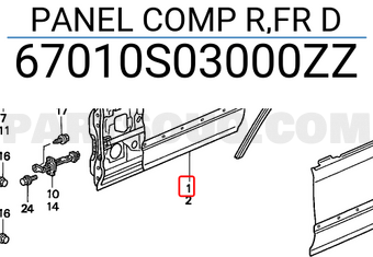 Honda 67010S03000ZZ PANEL COMP R,FR D
