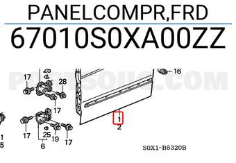 Honda 67010S0XA00ZZ PANELCOMPR,FRD