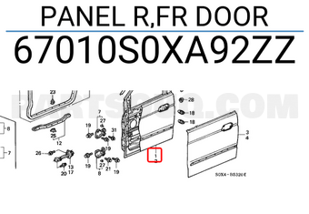 Honda 67010S0XA92ZZ PANEL R,FR DOOR