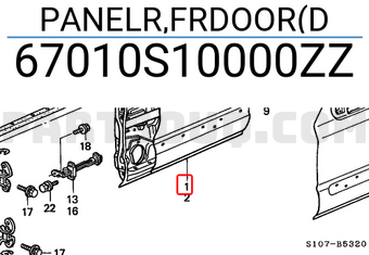 Honda 67010S10000ZZ PANELR,FRDOOR(D