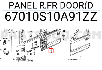 Honda 67010S10A91ZZ PANEL R,FR DOOR(D