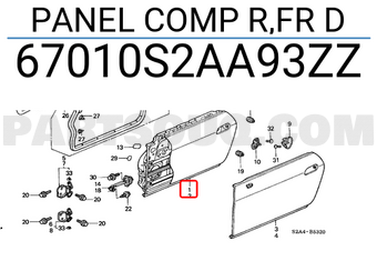 Honda 67010S2AA93ZZ PANEL COMP R,FR D
