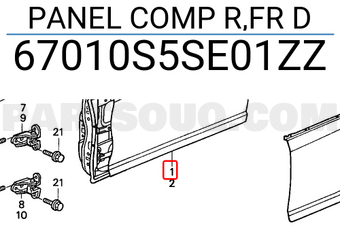 Honda 67010S5SE01ZZ PANEL COMP R,FR D