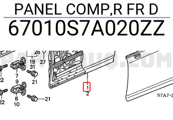 Honda 67010S7A020ZZ PANEL COMP,R FR D