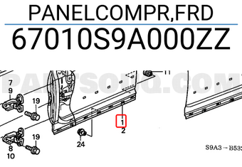 Honda 67010S9A000ZZ PANELCOMPR,FRD
