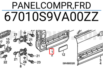 Honda 67010S9VA00ZZ PANELCOMPR,FRD