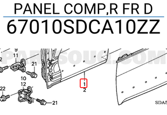 Honda 67010SDCA10ZZ PANEL COMP,R FR D