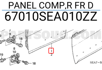 Honda 67010SEA010ZZ PANEL COMP,R FR D