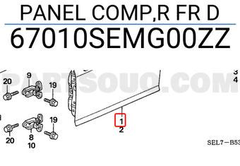 Honda 67010SEMG00ZZ PANEL COMP,R FR D