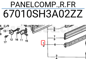 Honda 67010SH3A02ZZ PANELCOMP.,R.FR