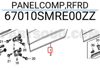 Honda 67010SMRE00ZZ PANELCOMP,RFRD