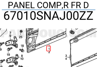 Honda 67010SNAJ00ZZ PANEL COMP,R FR D