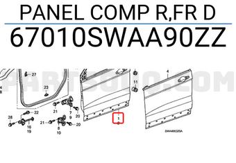 Honda 67010SWAA90ZZ PANEL COMP R,FR D