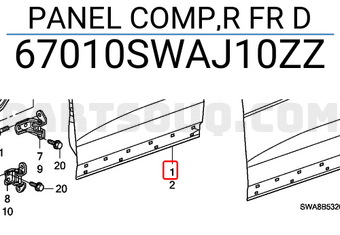 Honda 67010SWAJ10ZZ PANEL COMP,R FR D