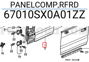 Honda 67010SX0A01ZZ PANELCOMP,RFRD