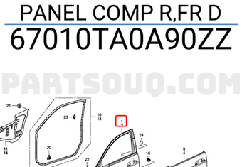 Honda 67010TA0A90ZZ PANEL COMP R,FR D