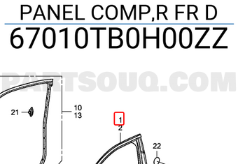 Honda 67010TB0H00ZZ PANEL COMP,R FR D