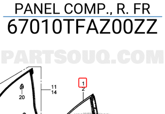 Honda 67010TFAZ00ZZ PANEL COMP., R. FR