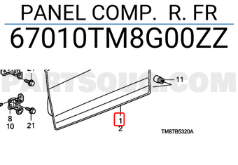 Honda 67010TM8G00ZZ PANEL COMP. R. FR