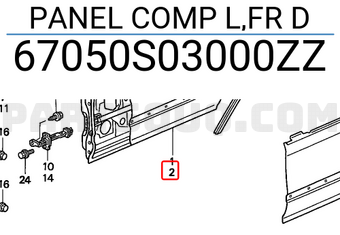 Honda 67050S03000ZZ PANEL COMP L,FR D