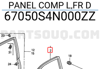 Honda 67050S4N000ZZ PANEL COMP L,FR D