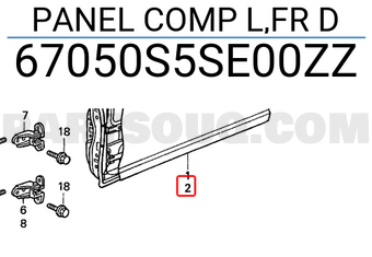 Honda 67050S5SE00ZZ PANEL COMP L,FR D