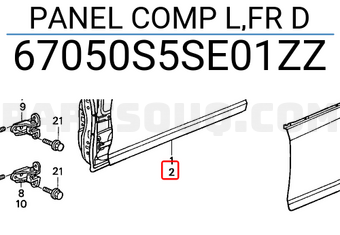 Honda 67050S5SE01ZZ PANEL COMP L,FR D