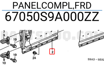 Honda 67050S9A000ZZ PANELCOMPL,FRD
