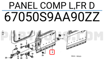 Honda 67050S9AA90ZZ PANEL COMP L,FR D