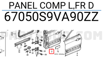 Honda 67050S9VA90ZZ PANEL COMP L,FR D