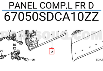 Honda 67050SDCA10ZZ PANEL COMP,L FR D